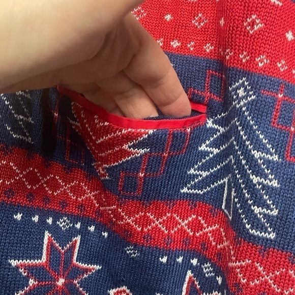 Tipsy Elves Red White Blue Collared Button Front Cardigan, XL - Picture 6 of 8